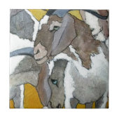 抱きしめているかわいいヤギ タイル (正面)