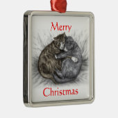 抱きしめて眠る猫 メタルオーナメント (右)