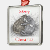 抱きしめて眠る猫 メタルオーナメント (左)