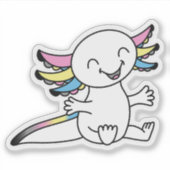 抱きしめて!ポリジェンダープライド色のかわいいAxolotl シール (正面)