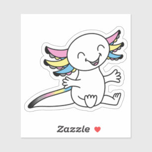 抱きしめて!ポリジェンダープライド色のかわいいAxolotl シール