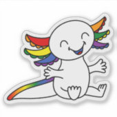 抱きしめて！LGBTQ+レインボープライドカラーの可愛いAxolotl シール (正面)