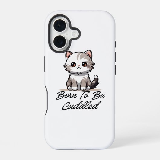 "抱きしめられるために生まれたかわいい子猫のスマホケース" iPhone 16ケース (裏面)