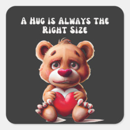 抱きしめられるクマのぬいぐるみフレンド スクエアシール