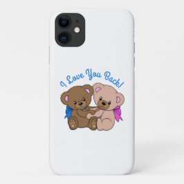 抱きしめるテディベアの"I Love You"デザイン iPhone 11 ケース