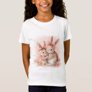 抱き合うかわいいウサギ Tシャツ