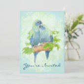 抱き合う熱帯の鳥の結婚記念日 招待状 (スタンド正面)