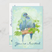 抱き合う熱帯の鳥の結婚記念日 招待状 (正面/裏面)