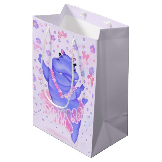 抱き枕おもしろいとバレリナ・ヒッポ ミディアムペーパーバッグ (正面アングル)