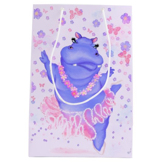 抱き枕おもしろいとバレリナ・ヒッポ ミディアムペーパーバッグ (裏面)