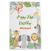 抱き枕かわいい動物と最初の誕生日。 ミディアムペーパーバッグ (正面)