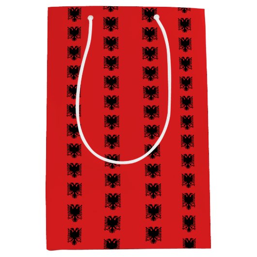 抱き枕とアルバニア国旗 ミディアムペーパーバッグ (正面)