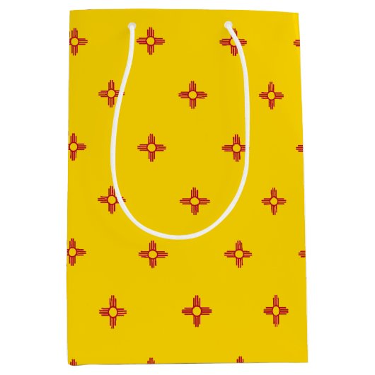 抱き枕と米国ニューメキシコ州旗 ミディアムペーパーバッグ (正面)