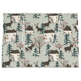 抱き枕のトナカイ模様 ラージペーパーバッグ