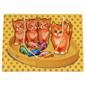 抱き枕の可愛い子猫水玉模様デザイン ラージペーパーバッグ (正面)