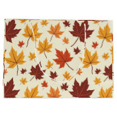 抱き枕の葉のパターンの秋 ラージペーパーバッグ (裏面)