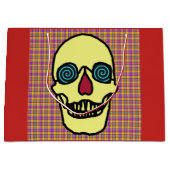 抱き枕カスタム – 大、光沢のあるハロウィーンスカル ラージペーパーバッグ (正面)