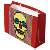 抱き枕カスタム – 大、光沢のあるハロウィーンスカル ラージペーパーバッグ (裏面アングル)