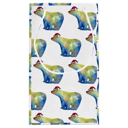 抱き枕カスタム – 小、光沢 – ベアーサンタ スモールペーパーバッグ (裏面)