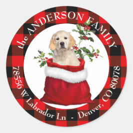 抱き枕ゴールデンレトリバープレイドフレーム ラウンドシール