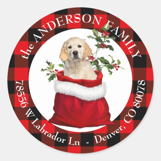 抱き枕ゴールデンレトリバープレイドフレーム ラウンドシール (正面)