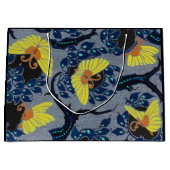 抱き枕中国のバタフライ模様ブルー及びブラック ラージペーパーバッグ (正面)