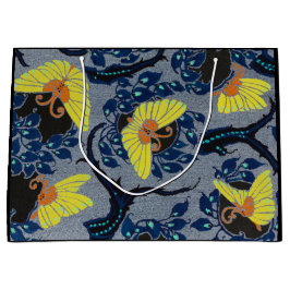 抱き枕中国のバタフライ模様ブルー及びブラック ラージペーパーバッグ