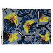 抱き枕中国のバタフライ模様ブルー及びブラック ラージペーパーバッグ (裏面)