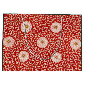 抱き枕中国のフローラ赤と白プリント ラージペーパーバッグ (裏面)