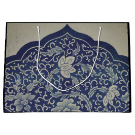 抱き枕中国の模様ブラック及びブルー ラージペーパーバッグ