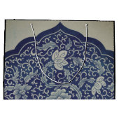 抱き枕中国の模様ブラック及びブルー ラージペーパーバッグ (裏面)