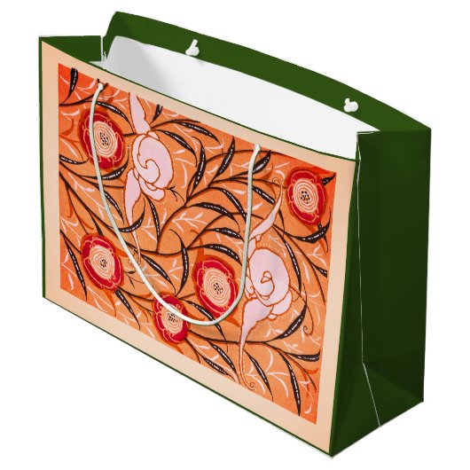 抱き枕中国の花柄オレンジ ラージペーパーバッグ (裏面アングル)