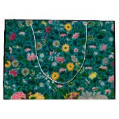 抱き枕中国の花柄ブラック及びグリーン ラージペーパーバッグ (裏面)