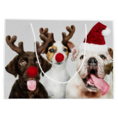 抱き枕付き〔雄ジカの〕枝角とサンタハット付きクリスマスドッグ ラージペーパーバッグ (裏面)