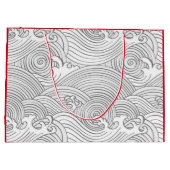 抱き枕日本の波の赤色パターン ラージペーパーバッグ (裏面)