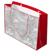 抱き枕日本の波の赤色パターン ラージペーパーバッグ (裏面アングル)