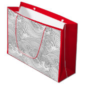 抱き枕日本の波の赤色パターン ラージペーパーバッグ (正面アングル)