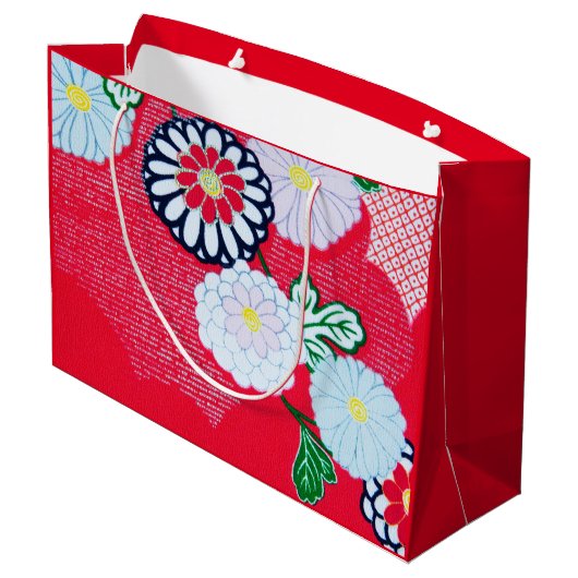 抱き枕日本の赤い花柄 ラージペーパーバッグ (裏面アングル)