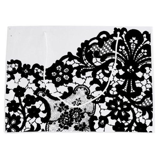 抱き枕白黒レース ラージペーパーバッグ (正面)