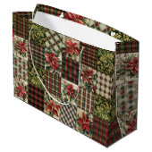 抱き枕素朴クリスマスプレッドパッチワークレッド ラージペーパーバッグ (裏面アングル)