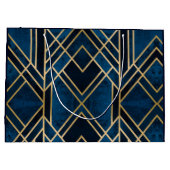 抱き枕-アールデコブルーと金ゴールドミラー ラージペーパーバッグ (裏面)