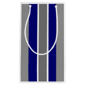 抱き枕 – ウルトラマリンブルーとグレーストリップ スモールペーパーバッグ (正面)