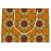 抱き枕 – オレンジ色の様式化デイジー ラージペーパーバッグ (正面)