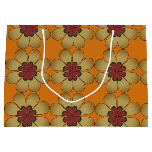 抱き枕 – オレンジ色の様式化デイジー ラージペーパーバッグ (正面)