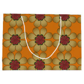 抱き枕 – オレンジ色の様式化デイジー ラージペーパーバッグ (裏面)