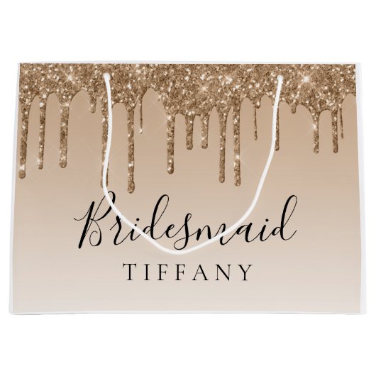 抱き枕-タン金ゴールドグリッタードリップブリデスメイド ラージペーパーバッグ (正面)