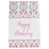 抱き枕(パターン（の模様が）あるティール（緑がかった色）とピンクのアクセント) ミディアムペーパーバッグ (裏面)