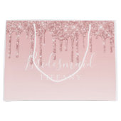 抱き枕-ピンクグリッタードリップブライズメイド ラージペーパーバッグ (正面)