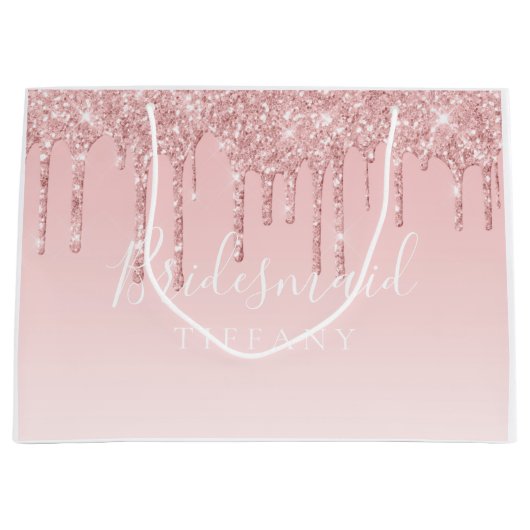 抱き枕-ピンクグリッタードリップブライズメイド ラージペーパーバッグ (正面)