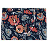 抱き枕 – ボホはっきりしたフローラブルー ラージペーパーバッグ (裏面)